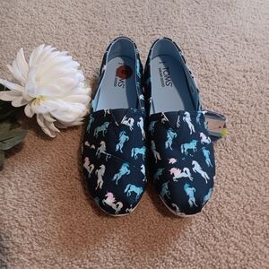 Toms Dark Indigo Watercolor Unicorn Alparagata. 8 NWT